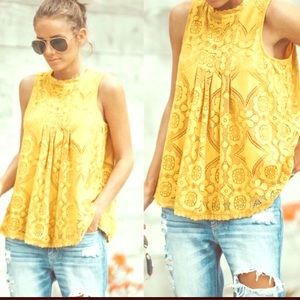 Gold yellow sleeveless babydoll top. NWOT size M